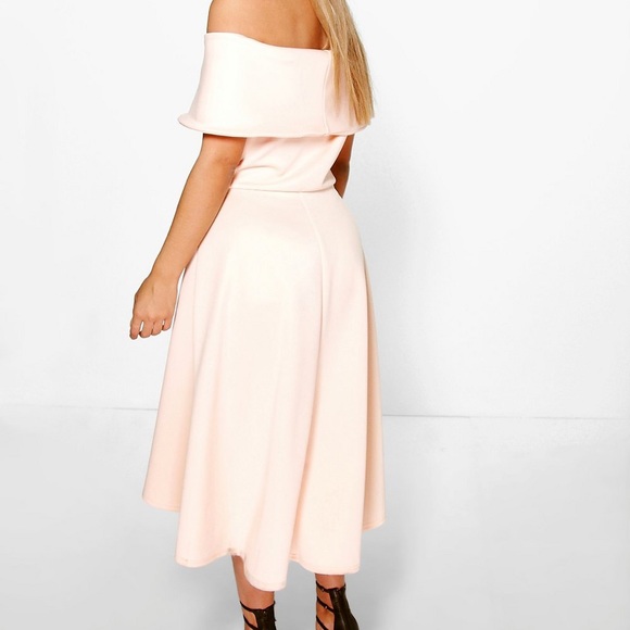 NWT Off Shoulder Double Layer Hi Low Midi Dress - Picture 5 of 5